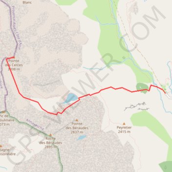 Pointe des Cerces : Couloir S GPS track, route, trail