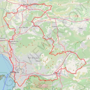 Tour du massif de l'Étoile au nord de Marseille GPS track, route, trail