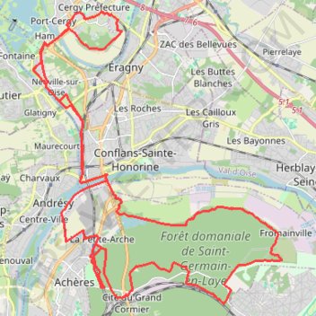 Cergy - Conflans - Achères - Forêt de Saint-Germain GPS track, route, trail
