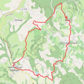 Chambaran - St Antoine l'Abbaye boucle 1 GPS track, route, trail