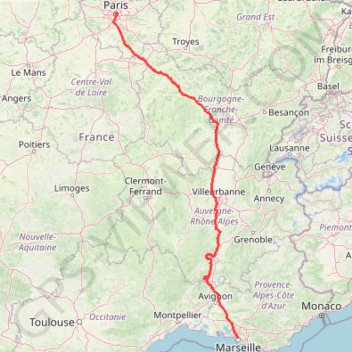 Itinéraire de paris à Marseille GPS track, route, trail