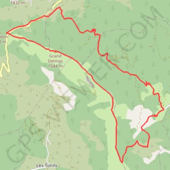 Le grand Delmas, la crête de Couspeau GPS track, route, trail