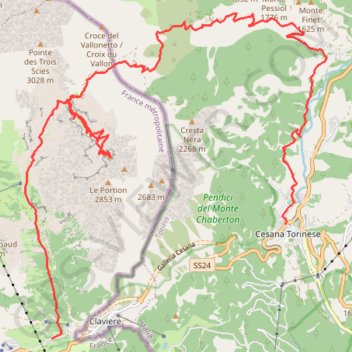 Chaberton GPS track, route, trail