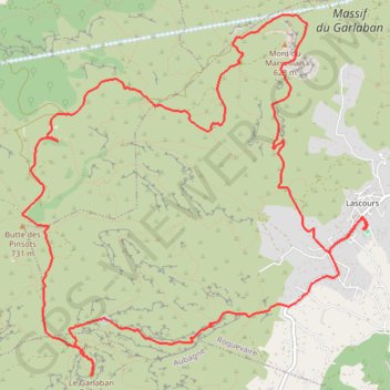 Lascours Mont du Marseillais Garlaban Les Densaires GPS track, route, trail