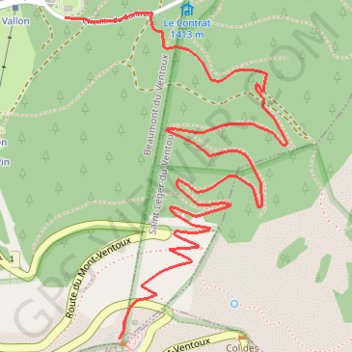 Du mont Serein au mont Ventoux GPS track, route, trail