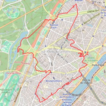 Les surprises du XVIème arrondissement GPS track, route, trail