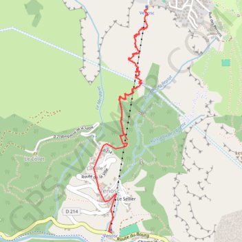 Sentier de découverte « des 2 Alpes à Vénosc » GPS track, route, trail