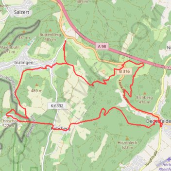 Le massif du dinkelberg GPS track, route, trail