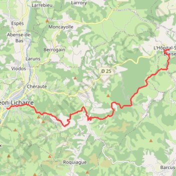 Chemin du Piémont Pyrénéen - De L'Hôpital-Saint-Blaise à Mauléon-Licharre GPS track, route, trail