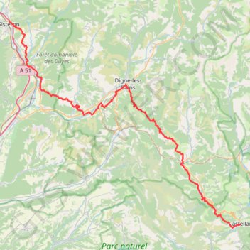 Randonnée de la Route Napoléon (Castellane à Sisteron) GPS track, route, trail