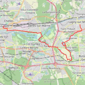 Lagny-sur-Marne - Chelles par Rentilly GPS track, route, trail