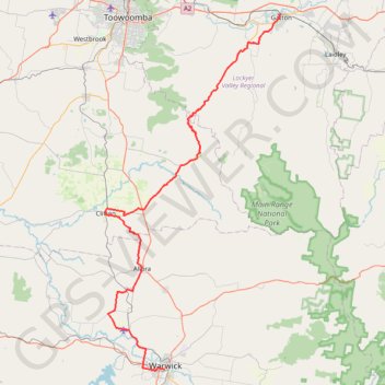 Warwick - Gatton GPS track, route, trail