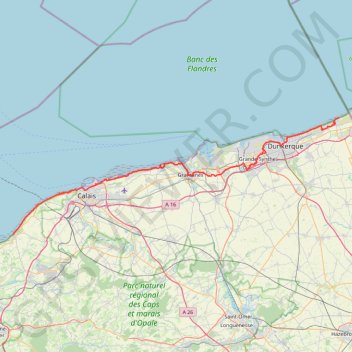 GR120 Randonnée de Bray-Dunes à Wissant (Pas-de-Calais) GPS track, route, trail