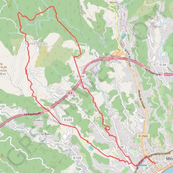 Circuit de Menton à Sainte-Agnès GPS track, route, trail