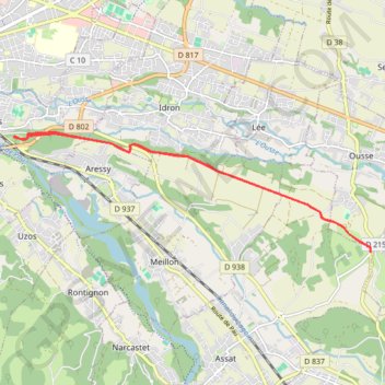 Chemin Henri IV entre Hameau d'Ousse et Bizanos GPS track, route, trail