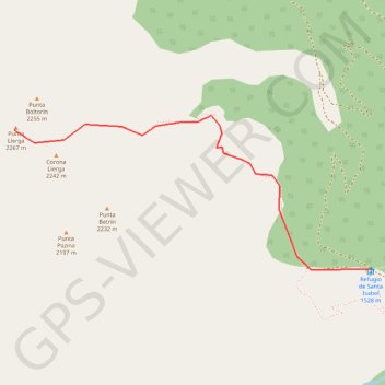Punta Llerga depuis le collado de Santa Isabel GPS track, route, trail