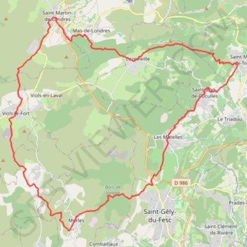 GRP Tours dans le Grand Pic Saint-Loup - Boucle 1 - Tour des Villages du Pic GPS track, route, trail