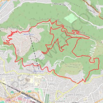 Mont Faron - Variante en deux boucles - 26599 - UtagawaVTT.com GPS track, route, trail