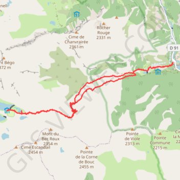 Lac des Mesches - Refuge des Merveilles GPS track, route, trail