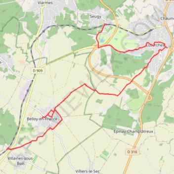 De Villaines sous Bois à Seugy GPS track, route, trail