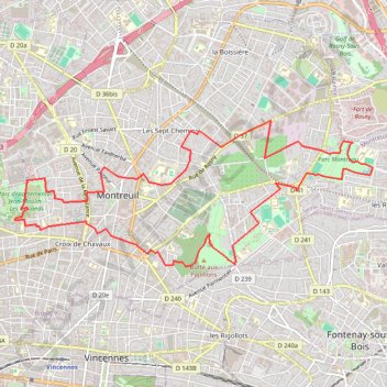 Montreuil, boucle des 3 parcs GPS track, route, trail
