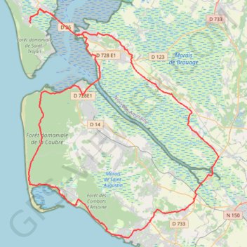 Ol&amp;eacute;ron Royan 97 km on edp-parcours.com GPS track, route, trail