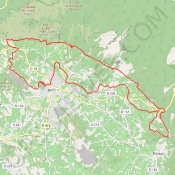Bédoin au pied du Mont Ventoux GPS track, route, trail