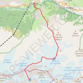 Écrins Randonnée glaciaire Promontoire aigle grave GPS track, route, trail