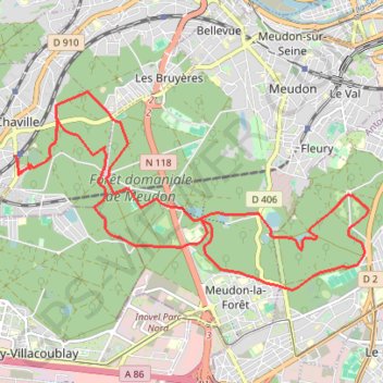 Boucle en forêt de Meudon - Chaville GPS track, route, trail