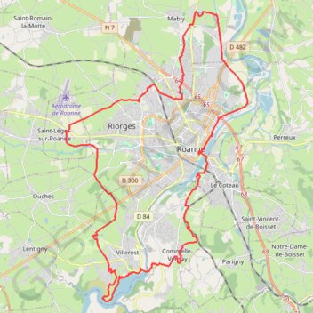 Tour de Roanne par Villerest GPS track, route, trail