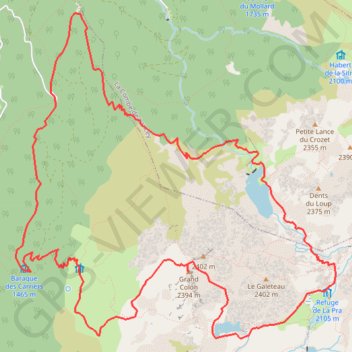 Grand colon par lac Merlat et lac du Crozet GPS track, route, trail