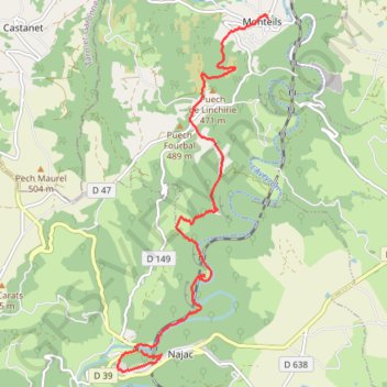 De Najac à Monteils GPS track, route, trail