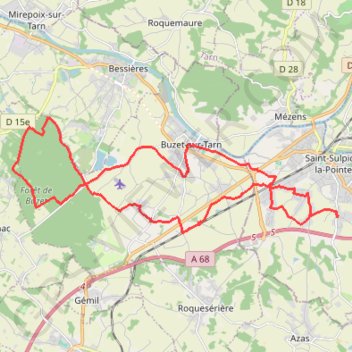 Saint-Sulpice - Forêt de Buzet, Buzet GPS track, route, trail