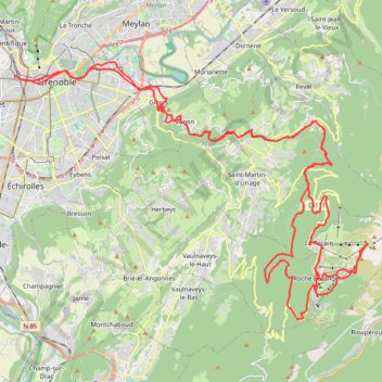 Grenoble-Croix de Chamrousse par les chemins GPS track, route, trail