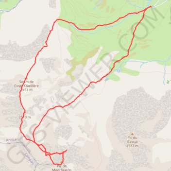 Monfaucon-Coste Oueillère en circuit GPS track, route, trail