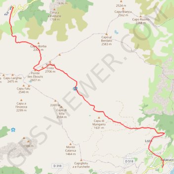 Corté Mont Cinto étape 2 GPS track, route, trail