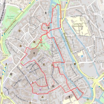 Autour de la cathédrale GPS track, route, trail