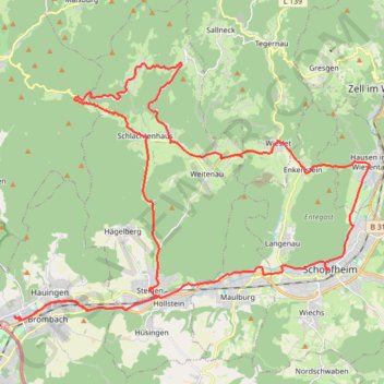 Lörrach - Wiese - Steinen - Endenburg - Schöpfheim - Wiese - Lörrach GPS track, route, trail