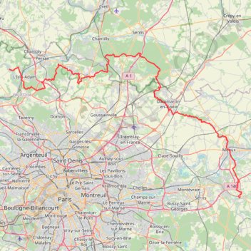 GR1 De Nesles-la-Vallée (Val-d'Oise) à Crécy-la-Chapelle (Seine-et-Marne) GPS track, route, trail