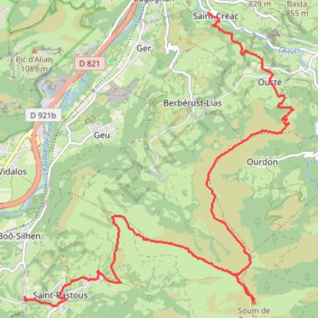 Saint Créac - soum de Trézerès - Saint Pastous GPS track, route, trail