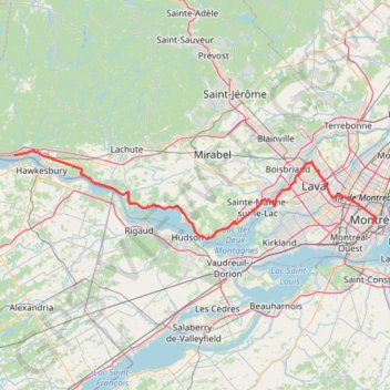 Grenville-sur-la-Rouge - Montréal GPS track, route, trail