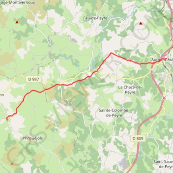 Tour des Monts d'Aubrac. De Aumont Aubrac aux Gentianes GPS track, route, trail