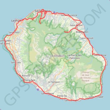 🚶 Trace ,boucle du tour de La Réunion par La Montagne GPS track, route, trail