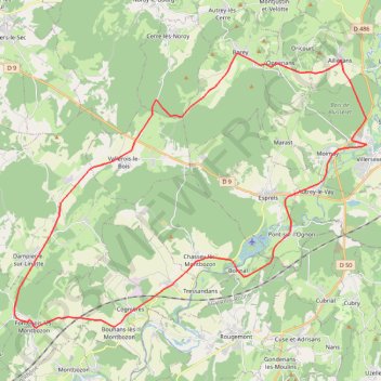 Circuit avec le chemin vert de Vesoul et pistes cyclables de Villersexel GPS track, route, trail
