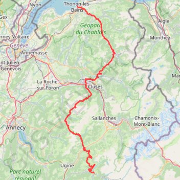 Itinéraire de Thonon-les-Bains à Beaufort GPS track, route, trail