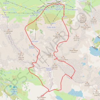 Pics des Quatre Termes et d'Aygues-Cluses depuis la Mongie GPS track, route, trail