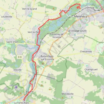 L'Essonne de Mennecy à La Ferté-Alais GPS track, route, trail