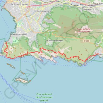 Traversée des calanques de Cassis à Marseille GPS track, route, trail