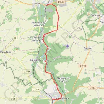 De Maisse a Malesherbes - rando Essonne au long cours GPS track, route, trail