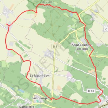 De Chevreuse au Mesnil-Saint-Denis GPS track, route, trail